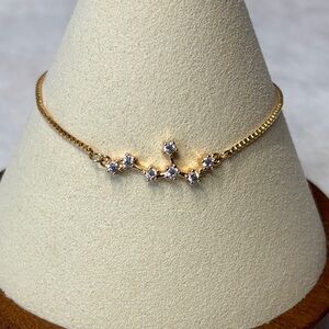 NEW Leo Constellation AAA CZ Bolo Adjustable Bracelet 18k Yellow Gold Filled